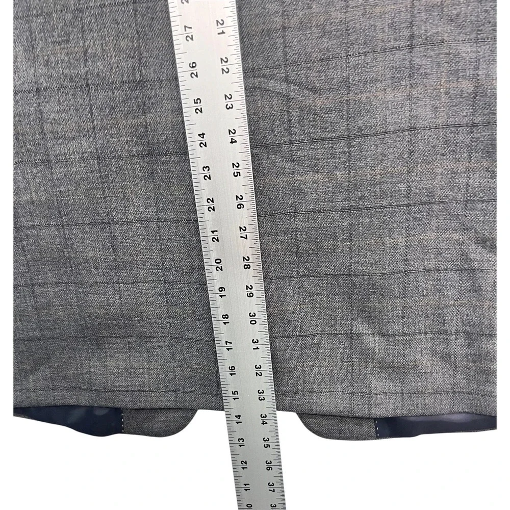 Tommy Hilfiger 48L Gray Windowpane Riding Jacket Blazer Sport Coat Elbow Patches